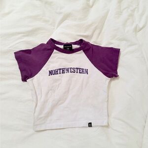 Hype and Vice Northwestern Cropped Purple and White T-Shirt